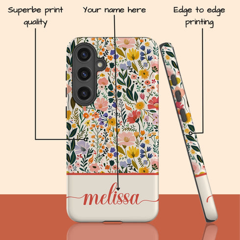 Custom Name Boho Chic Paradise Floral Galaxy Case